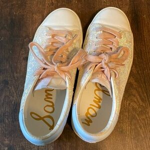 Sam Edelman Aubrie glitter sneakers child size 3m soft pink laces